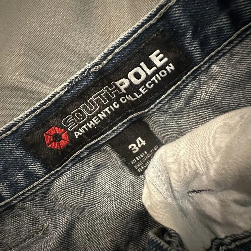 Vintage Southpole Shorts Mens 34 Cut Off Jorts Faded Denim Y2K Skater Distressed